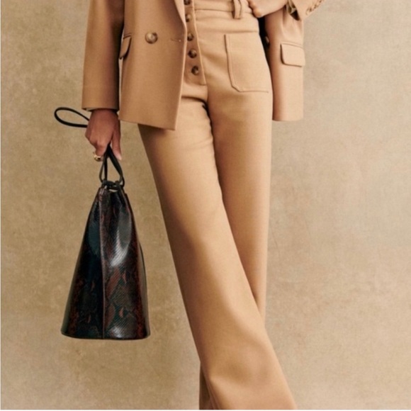 Sezane Pants - Sezane High-Rise Wide-Leg Pants in Camel